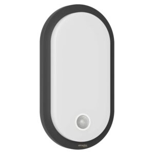 Oktaplex Plato LED Ovallampe mit Bewegungsmelder und Dauerlichtschalter 3000K 1010lm IP65 Anthrazit