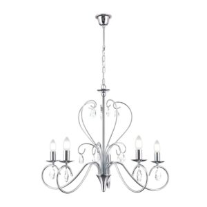 Orion Leuchten Kristall Kronleuchter Alessia 68 cm x 58 cm 5 x E14 Chrom
