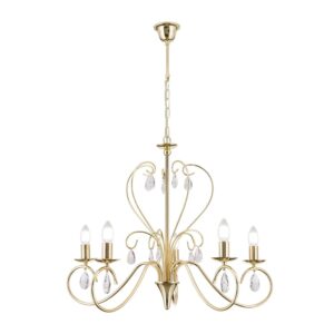Orion Leuchten Kristall Kronleuchter Alessia 68 cm x 58 cm 5 x E14 Gold