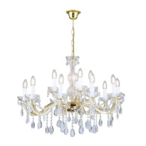 Orion Leuchten Kronleuchter Kristall 15 x E14 Gold