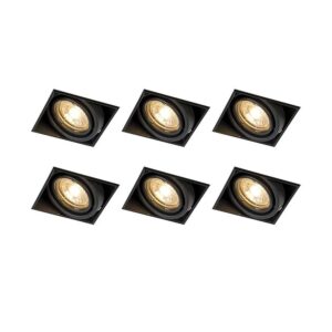 QAZQA 6er Set Einbaustrahler Schwarz GU10 Neigbar Randlos Oneon