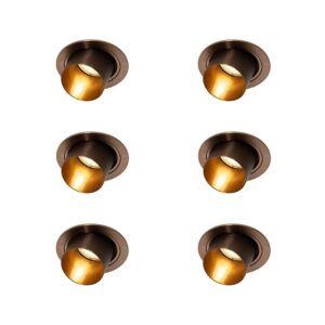 QAZQA 6er Set Moderne Einbaustrahler Dunkelbronze Rund Schwenkbar Installa