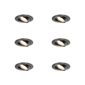 QAZQA 6er Set Moderne Einbaustrahler Gunmetal GU10 50mm Rund Schwenkbar Edu