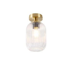 QAZQA Art Deco Deckenleuchte Messing mit Klarglas Banci