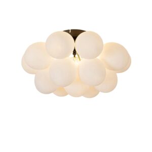 QAZQA Art Deco Deckenleuchte Schwarz mit Opalglas 4 Flammig   Uvas