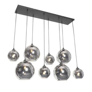QAZQA Art Deco Hängelampe Schwarz mit Rauchglas 8 Flammig   Sandra