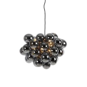 QAZQA Art Deco Hängelampe Schwarz mit Rauchglas 8 Lampen Uvas