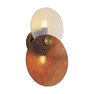 QAZQA Art Déco Wandleuchte DunkelBronze mit Amberglas 2 Flammig Text