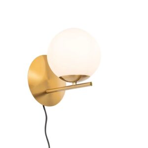 QAZQA Art-Deco-Wandleuchte aus Gold und Opalglas Flore