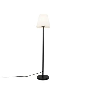 QAZQA Außen Stehlampe Schwarz mit Weißem Schirm 35 cm IP65 Virginia