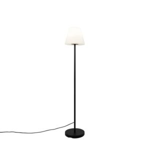 QAZQA Außen Stehlampe Schwarz mit Weißem Schirm IP65 25 cm Virginia