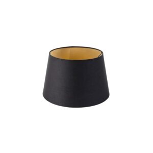 QAZQA Baumwolllampenschirm Schwarz 32 25 18 mit Goldenem Interieur