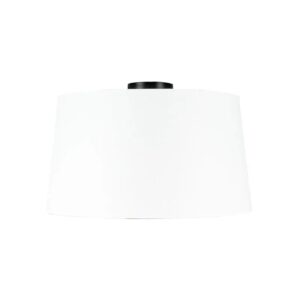 QAZQA Deckenleuchte MattSchwarz mit Weißem Lampenschirm 45 cm Combi