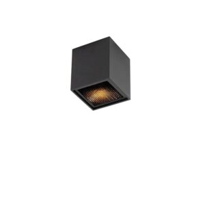 QAZQA Design Aufbaustrahler Schwarz GU10 50mm Qubo Honey