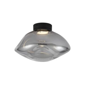 QAZQA Design Deckenleuchte Schwarz mit Rauchglas Gemma