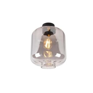 QAZQA Design Deckenleuchte Schwarz mit Rauchglas Qara