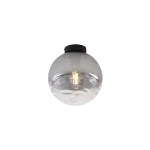 QAZQA Design Deckenleuchte Schwarz mit Rauchverlauf Glas Pillon