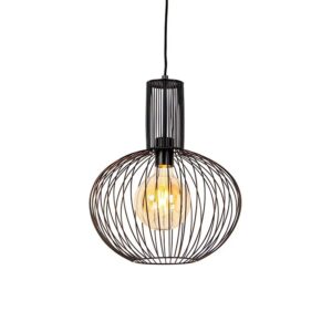 QAZQA Design Hängelampe Schwarz Wire Bake