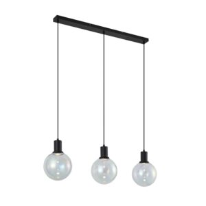 QAZQA Design Hängelampe Schwarz mit Regenbogen Glas Rechteckig 3 Flammig Mallon