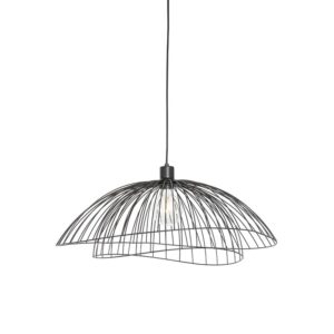 QAZQA Design Hängeleuchte Schwarz mit Doppeltem Schirm 66 cm Pua