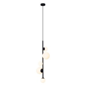 QAZQA Design-Hängeleuchte Schwarz mit Milchglas 5-flammig Vertical
