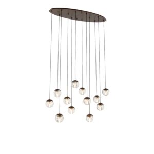 QAZQA Design Pendelleuchte DunkelBronze mit Klarglas 12 Flammig Inge
