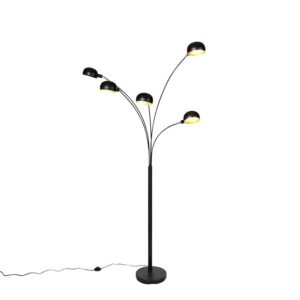 QAZQA Design Stehleuchte Schwarz 5 Licht Sixties