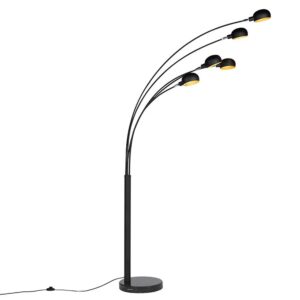 QAZQA Design Stehleuchte Schwarz 5 Licht Sixties Marmo