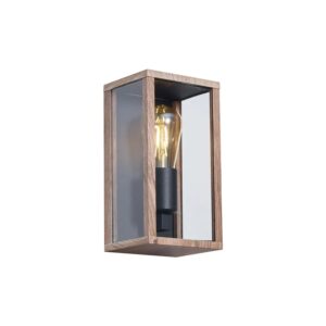 QAZQA Industrielle Wandleuchte Holzoptik 26 cm IP44 Charlois