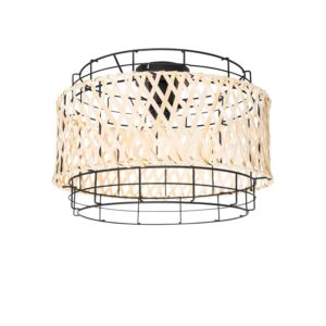 QAZQA Orientalische Deckenlampe Schwarz mit Bambus Irena