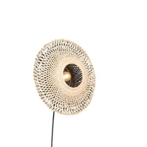 QAZQA Orientalische Wandleuchte Rattan 35 cm mit Stecker Rina