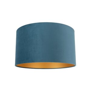 QAZQA Samt Lampenschirm Blau 35 35 20 mit Goldener Innenseite