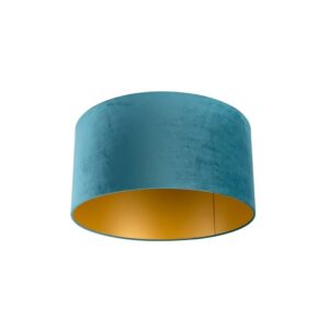 QAZQA Samt Lampenschirm Blau 50 50 25 mit Goldener Innenseite