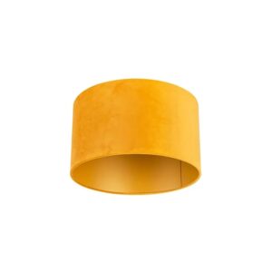 QAZQA Samt Lampenschirm Gelb 35 35 20 mit Goldener Innenseite