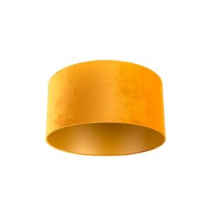 QAZQA Samt Lampenschirm Gelb 50 50 25 mit Goldener Innenseite