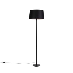 QAZQA Schwarze Stehlampe mit Leinenschirm Schwarz 45 cm Simplo