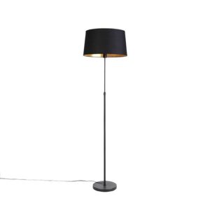 QAZQA Schwarze Stehlampe mit Schwarzem Schirm Verstellbar 45 cm Parte
