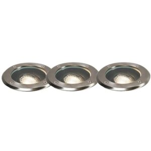 QAZQA Set mit 3 Outdoor Bodenstrahlern aus Stahl Verstellbar IP65 Delux