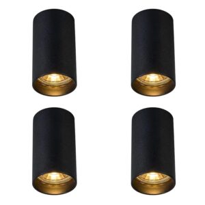 QAZQA Set mit 4 Modernen AufbauSpots Schwarz 5