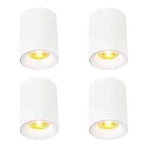 QAZQA Set mit 4 Modernen Aufbaustrahlern Weiß GU10 50mm Ronda