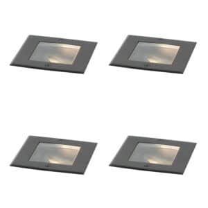 QAZQA Set mit 4 Modernen Bodeneinbaustrahlern Schwarz Verstellbar IP65 Oneon