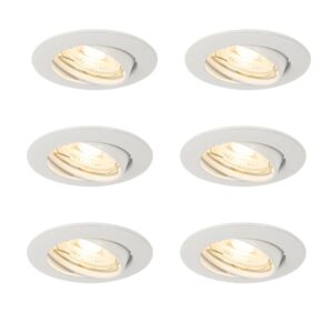 QAZQA Set mit 6 Einbaustrahlern Weiß GU10 35mm Edu