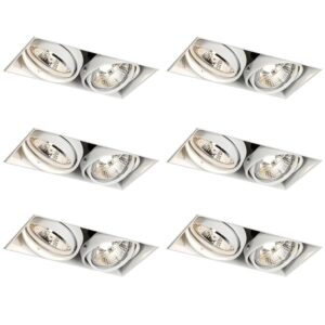 QAZQA Set mit 6 Einbaustrahlern Weiß GU10 70mm 2-flammig Trimless Oneon
