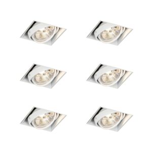 QAZQA Set mit 6 Einbaustrahlern Weiß GU10 AR70 Trimless Oneon