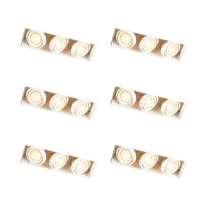 QAZQA Set mit 6 Einbaustrahlern Weiß Verstellbar Rahmenlos 3 Lichter Oneon