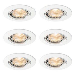 QAZQA Set mit 6 Modernen Einbaustrahlern Weiß Neigbar GU10 50mm Edu