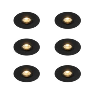 QAZQA Set mit 6 Moderner Einbaustrahler Schwarz 12 cm Buco