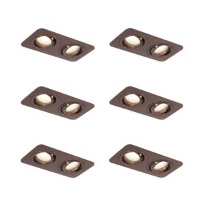 QAZQA Set mit 6 Runden Einbaustrahlern Dunkelbronze GU10 50mm Schwenkbar und Neigbar IP44 2 Flammig AlberTo