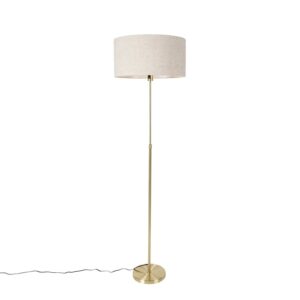 QAZQA Stehlampe Verstellbar Gold mit Schirm Hellgrau 50 cm Parte