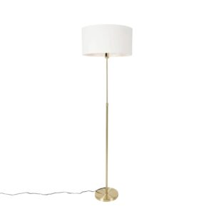 QAZQA Stehlampe Verstellbar Gold mit Schirm Weiß 50 cm Parte